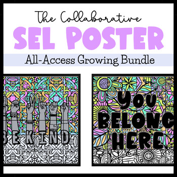 Preview of Collaborative Poster Art Bundle | Mindful Coloring | May Team Building