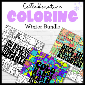 Preview of Winter Collaborative Poster Bundle | Coloring Page Art Mural | Winter Bulletin