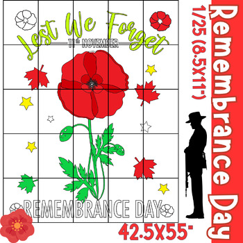 Preview of Collaborative Poster Coloring Pages Art for Remembrance Day: Lest We Forget