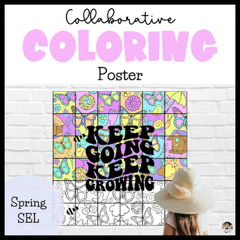 Preview of Spring Collaborative Coloring Page Poster | Growth Mindset Bulletin Board