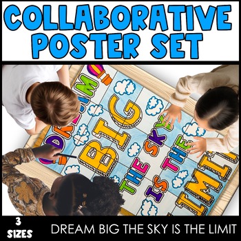 Preview of Collaborative Poster and Writing Activity | Dream Big End of Year Bulletin Board