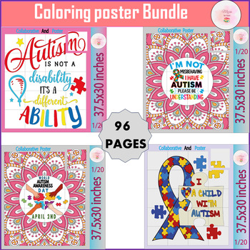 Preview of Collaborative Posters For Autism awareness Day Quotes  Bulletin Board Bundle