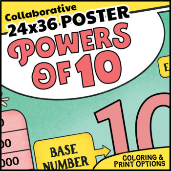 Preview of Collaborative Powers of 10 Poster | Team-Building Powers of 10 Coloring Activity
