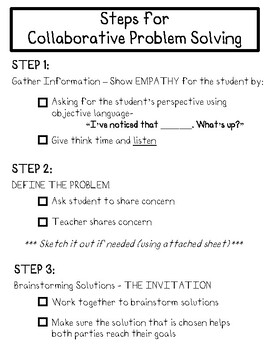 Preview of Collaborative Problem Solving Steps/Guide (student/teacher tool included)