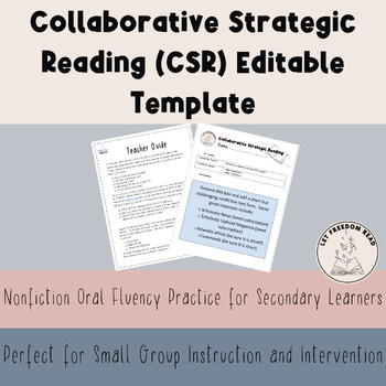 Preview of Collaborative Strategic Reading Editable Template | Small Group Handout