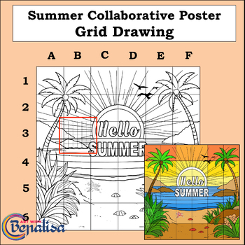 Preview of Collaborative Summer Poster Art Project. Grid Drawing/Enlargement.