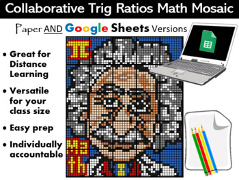 Preview of Collaborative Trig Ratios Mosaic - Paper AND Google Version (Distance Learning!)