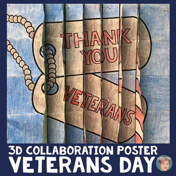 Preview of Collaborative Veterans Day Craft Activity | Thank You Veterans Agamograph Poster