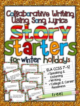 Preview of Collaborative Writing Using Song Lyrics: Story Starters for Winter Holidays