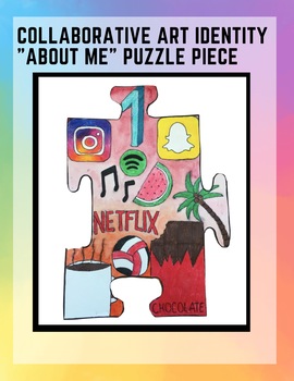 Preview of Collaborative art identity "about me" puzzle piece