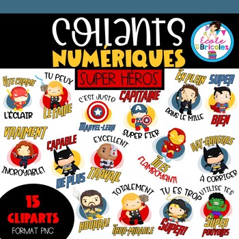 Preview of Collants numériques (Super héros) french digital stickers