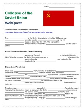 Preview of Collapse of the Soviet Union Cold War WebQuest