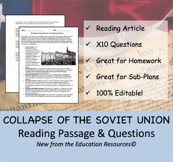 Preview of Collapse of the Soviet Union - Reading  Comprehension Passage & Questions