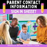 Parent Contact Information Sign In Sheet
