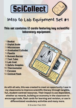 Preview of Collectable Science Cards - Intro to Lab Equipment Set #1
