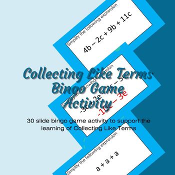 Preview of Collecting Like Terms Algebra Bingo Game Activity