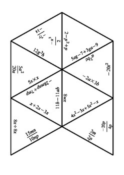 Collecting Like Terms Tarsia Puzzle by Laura FraserJones TpT