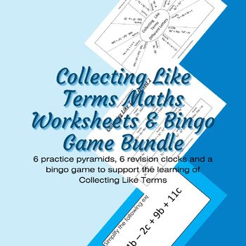 Preview of Collecting Like Terms Worksheets and Bingo Game Bundle