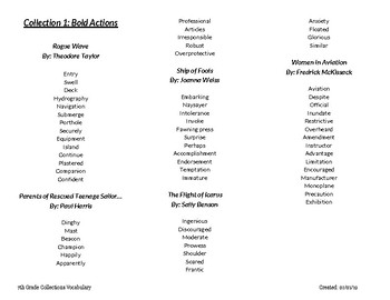 Preview of Collection 7th Grade Vocabulary List