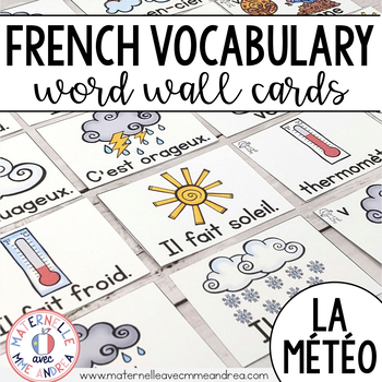 Preview of FRENCH Weather / Seasons Vocabulary Cards - (Cartes de vocabulaire - la météo)