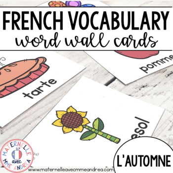 Preview of FRENCH Autumn Vocabulary Cards (Cartes de vocabulaire - automne)