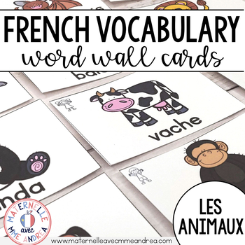 Preview of FRENCH Animal Vocabulary Cards (cartes de vocabulaire - les animaux)