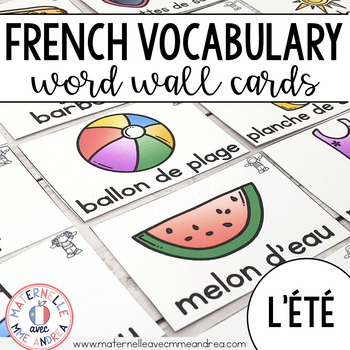 Preview of FRENCH Summer Vocabulary Cards (cartes de vocabulaire - l'été)