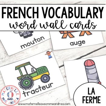 Preview of FRENCH Farm Vocabulary Cards (cartes de vocabulaire - la ferme)