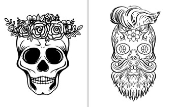 Preview of Collection - Skulls and Catrinas for coloring - Dia de los muertos