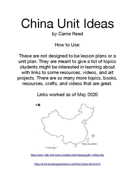 Preview of Collection of Ideas for Elementary China Unit