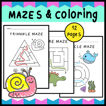 Preview of Simple shapes Mazes/ Easy Mazes/ puzzle/ Coloring