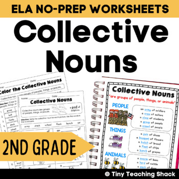 Preview of Collective Noun Worksheets & Poster for 2nd Grade Daily Grammar Practice L.2.1.a