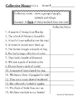 collective nouns 2nd grade common core worksheet by busy bunnies