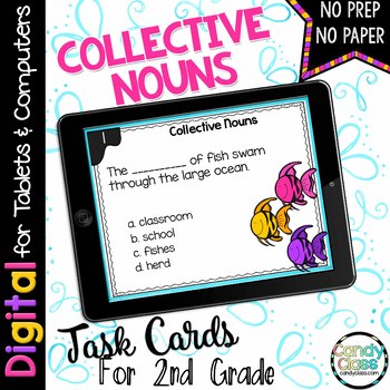 Preview of Collective Nouns Activity 2nd Grade Grammar Review Google Slide Digital Resource