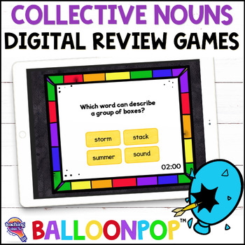 Preview of 2nd Grade Collective Nouns Digital Grammar Review Games BalloonPop™