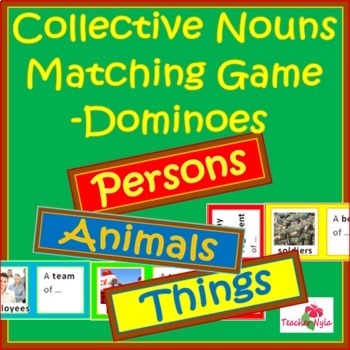 Preview of Collective Nouns Dominoes Game Bundle