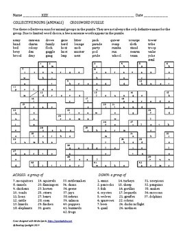 Collective Nouns Crossword Puzzle (Distance Learning) by Reading Spotlight