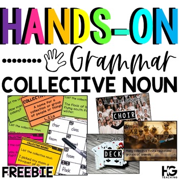 Preview of Collective Nouns FREEBIE Hands on Grammar Activities, Task Cards, Presentation