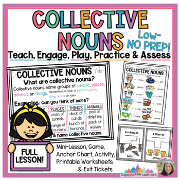 Preview of Collective Nouns Lesson | Center Activities | Worksheets 