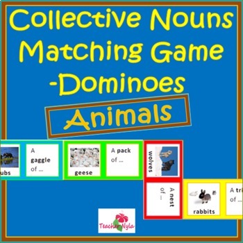 Preview of Collective Nouns Matching Game - Animals - with Easel Activity