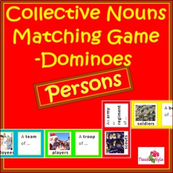 Preview of Collective Nouns Dominoes Matching Game - Persons - with Easel Activity