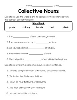 Preview of Collective Nouns Practice