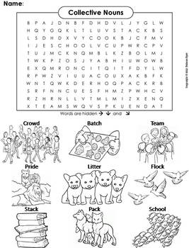 collective nouns worksheet teaching resources teachers pay teachers