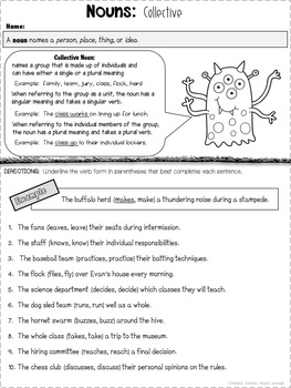 collective nouns worksheets by middle school mood swings tpt