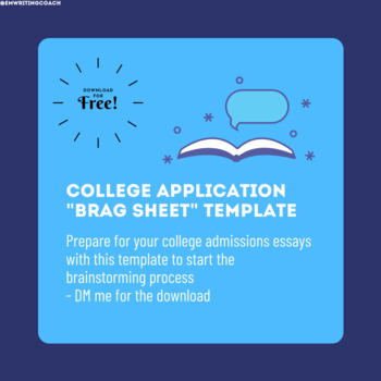 Preview of College Admissions Essay Prep: Brag Sheet