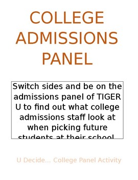 Preview of College Admissions Panel Group Activity