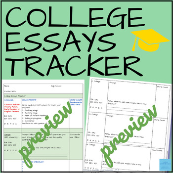 Preview of College Applications Essay Writing Tracker: 11th 12th Grade High School Students