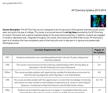 Preview of College Board Approved Editable AP Chemistry Syllabus