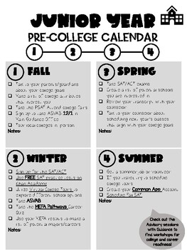 Preview of College & Career Checklist: Junior Timeline