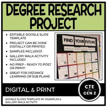 Preview of College Degree/Certification Research Project - Flyer & Gallery Walk - No Prep!